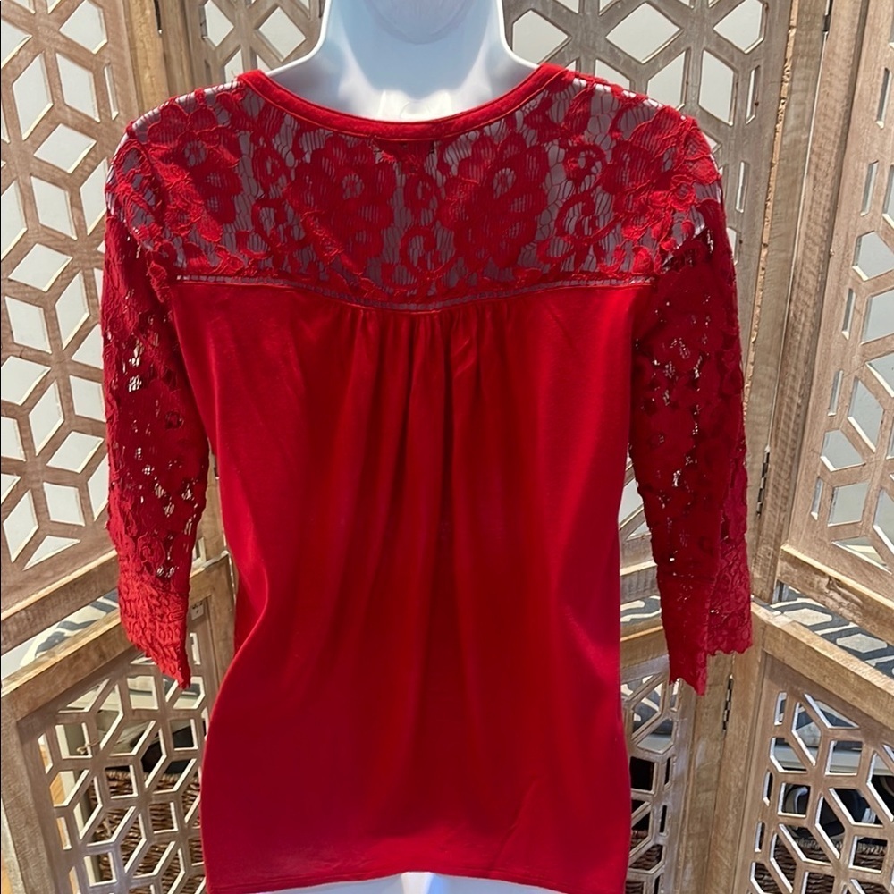 Lucky Brand Lace Mix 3/4 Length Sleeve size XS Top - Picture 13 of 16